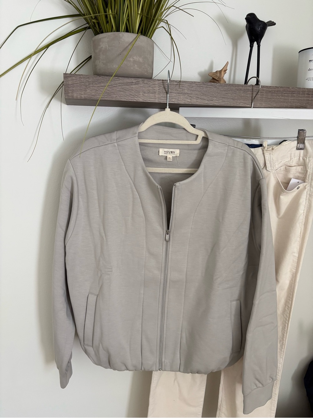 Haven Light Gray Bomber Jacket – Casual Zip-Up Layer